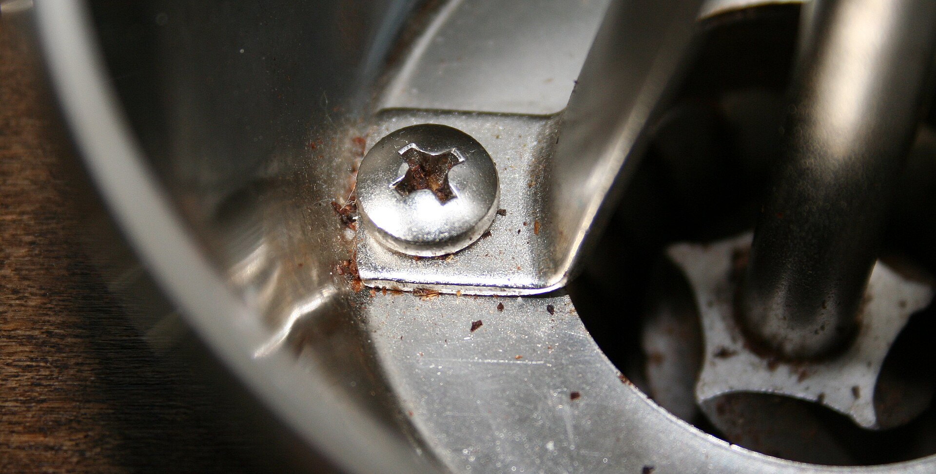 Inside a manual coffee grinder: the hopper and conical burrs