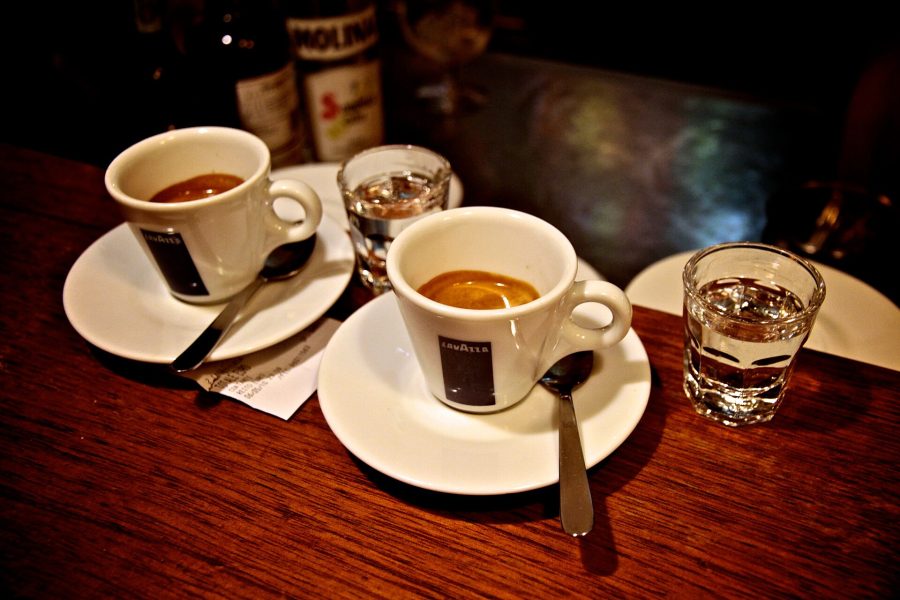Caffè corretto, an Italian espresso with a splash of grappa