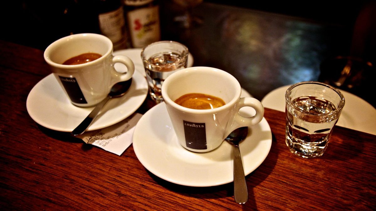 Caffè corretto, an Italian espresso with a splash of grappa