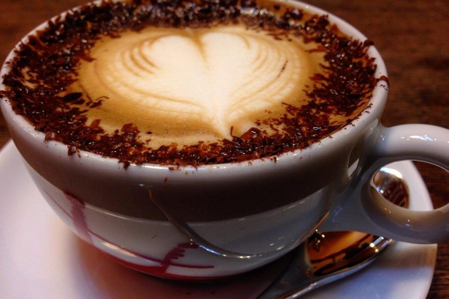 Marocchino coffee with espresso, milk foam and cocoa powder in a small cup