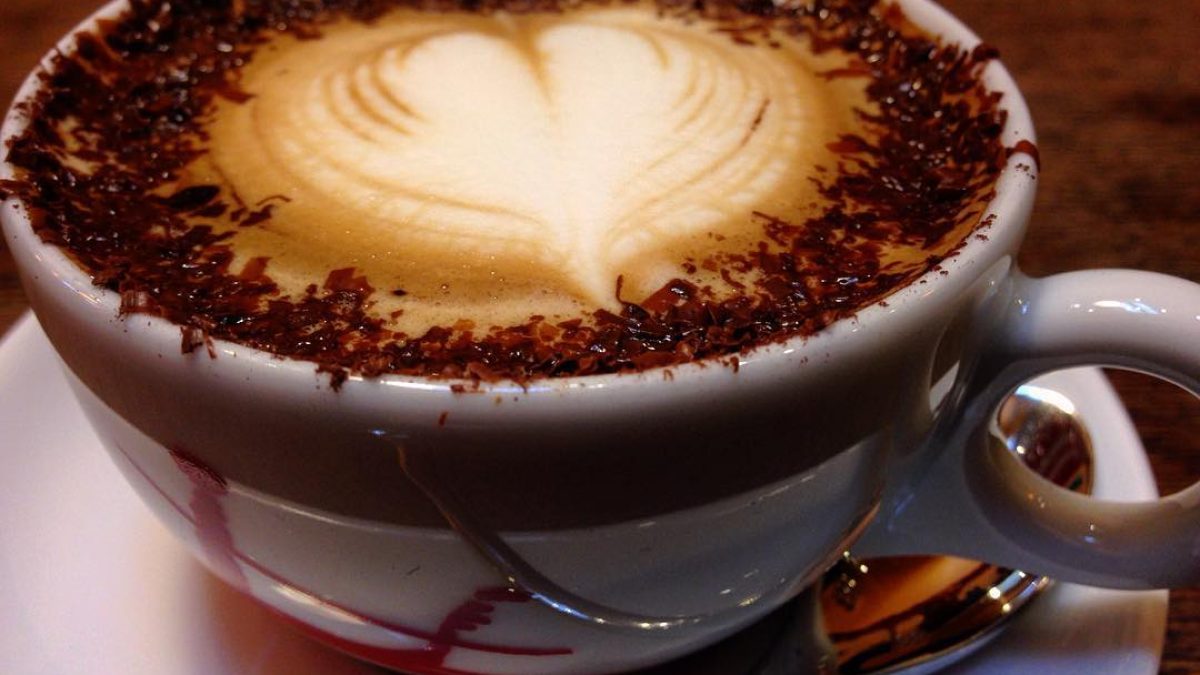 Marocchino coffee with espresso, milk foam and cocoa powder in a small cup