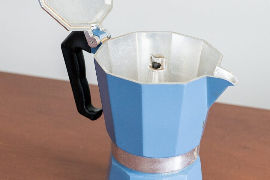 A classic aluminium moka pot, the starting point of the Bialetti Brikka